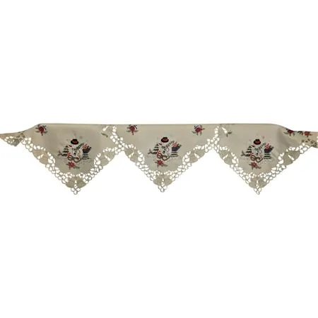 Doily Boutique Christmas Fireplace Mantel Scarf with a Snowman on Ivory Fabric Handmade Size 84 x 27 inches