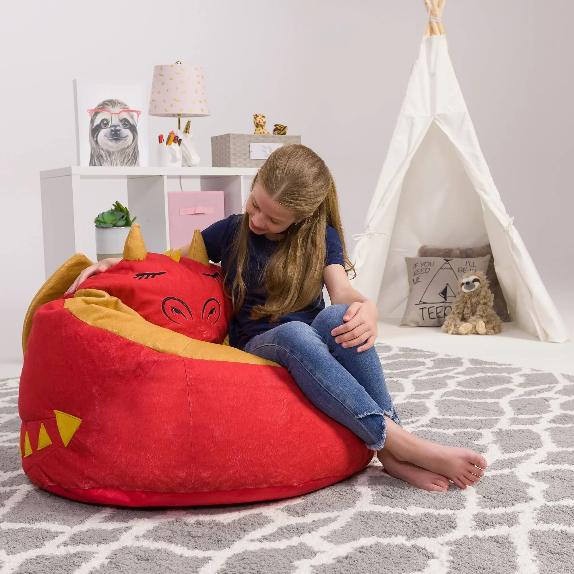 Posh Creations Cute Soft and Comfy Bean Bag Chair for Kids