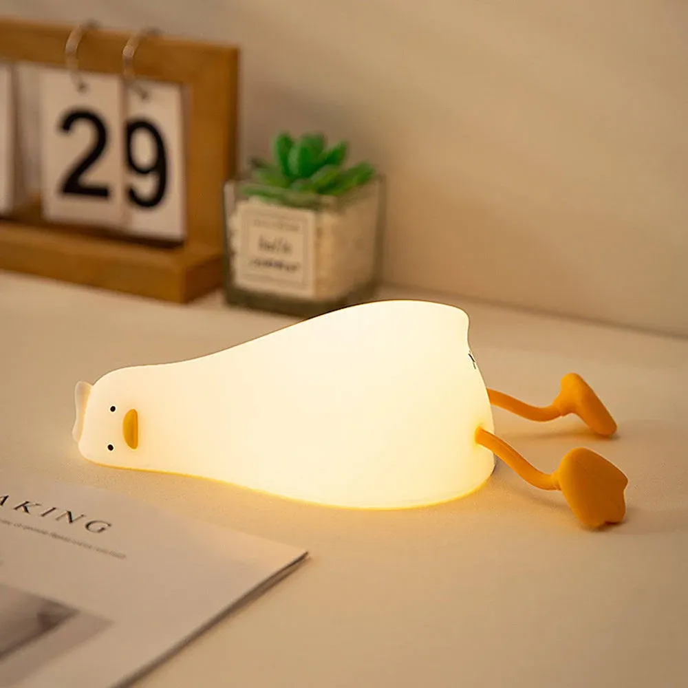 LED Duck Lamp Cute Light Duck Silicone Dimmable Nursery Night Light Rechargeable ...