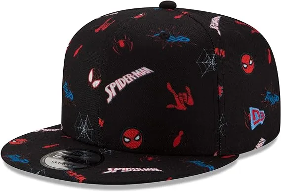 New Era Spider-Man Parker & Miles Scattered 9Fifty Adjustable Hat Black