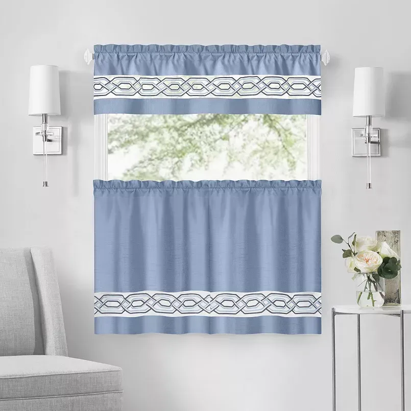 Achim 55 x 84 in. Paige Window Curtain Set Blue - 5 Piece