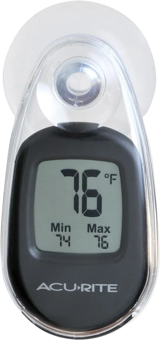 AcuRite 00318 Indoor Outdoor Suction Cup Digital Thermometer, Black