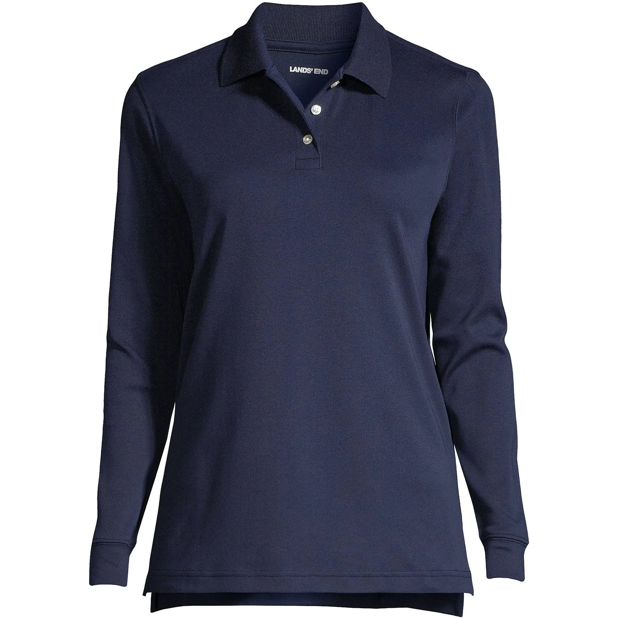 Lands' End School Uniform Women's Tall Long Sleeve Interlock Polo Shirt - Medium ...