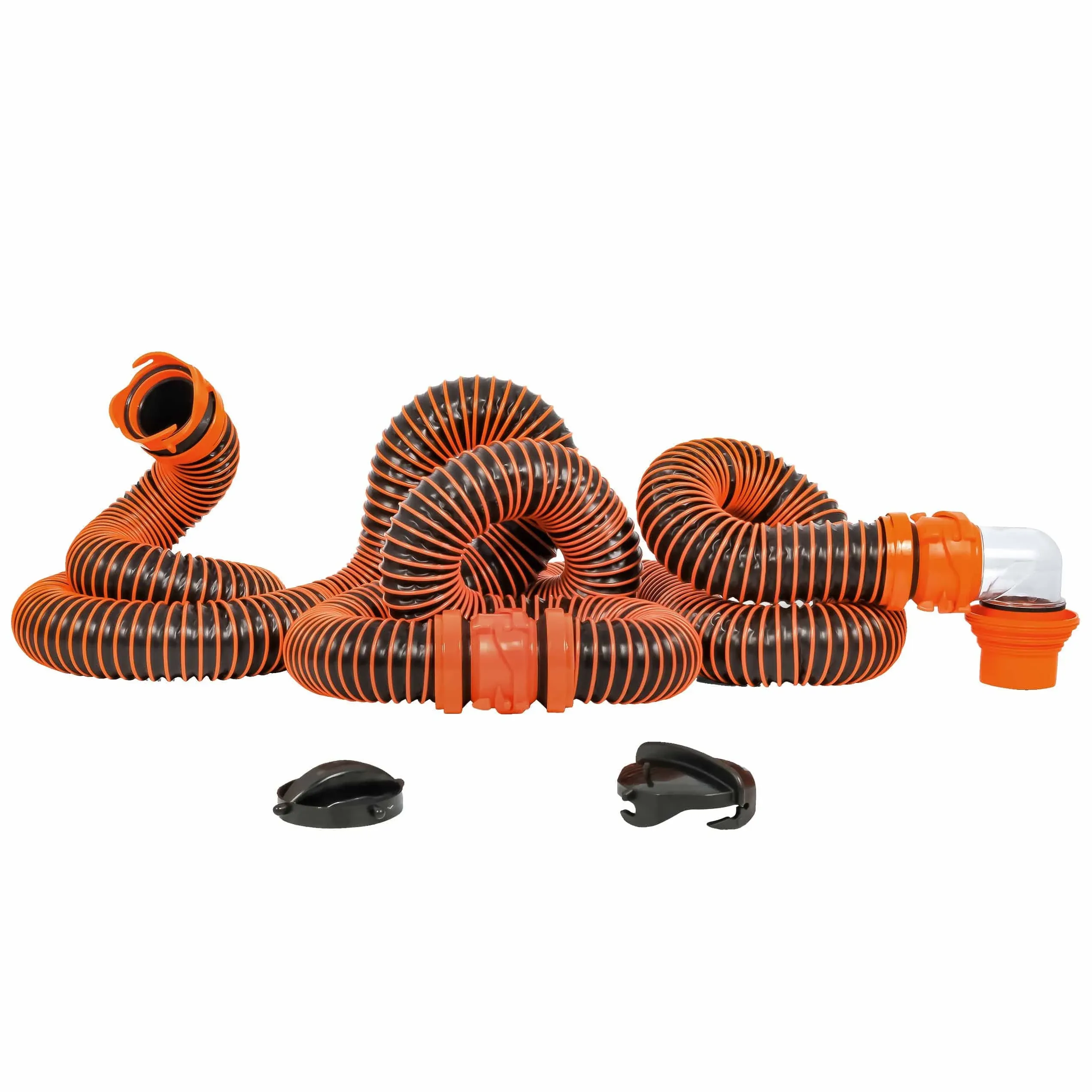 Camco RhinoEXTREME 20&#039; Sewer Hose Kit w/4 In 1 Elbow Caps 39867 UPC 014717398671