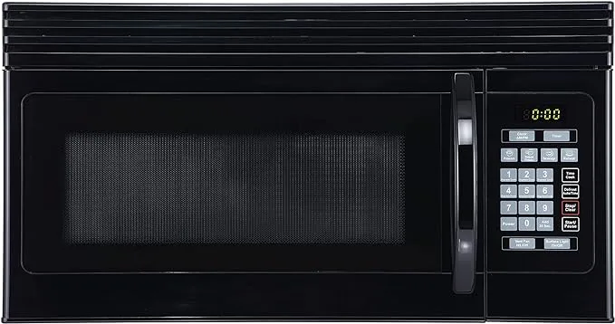 Black+Decker EM044KJN 1.6-Cu. Ft. Over-the-Range Microwave with Top Mount Air Recirculation Vent, Black