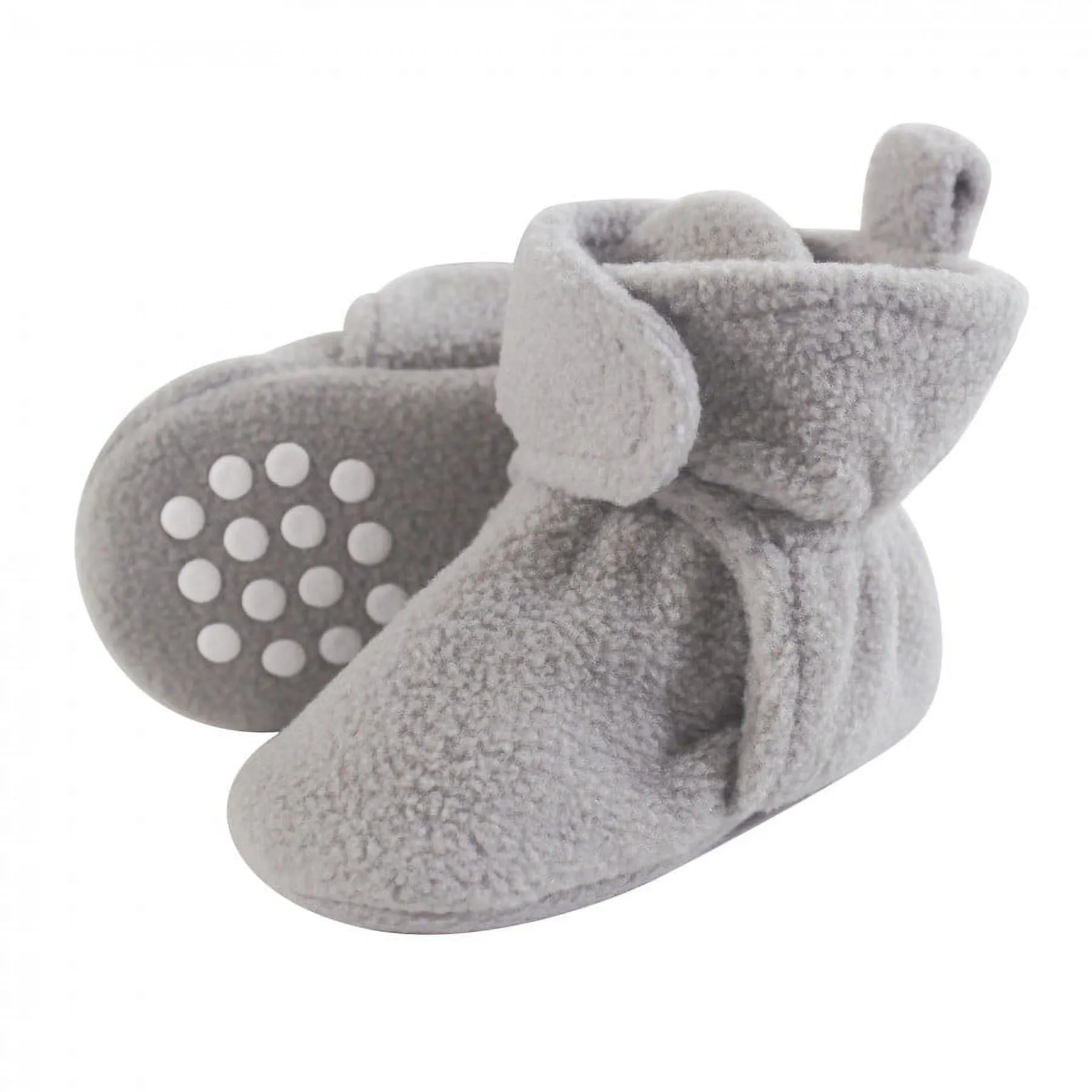 Luvable Friends Boy and Girl Baby Fleece Booties, Neutral Gray, 12-18 months