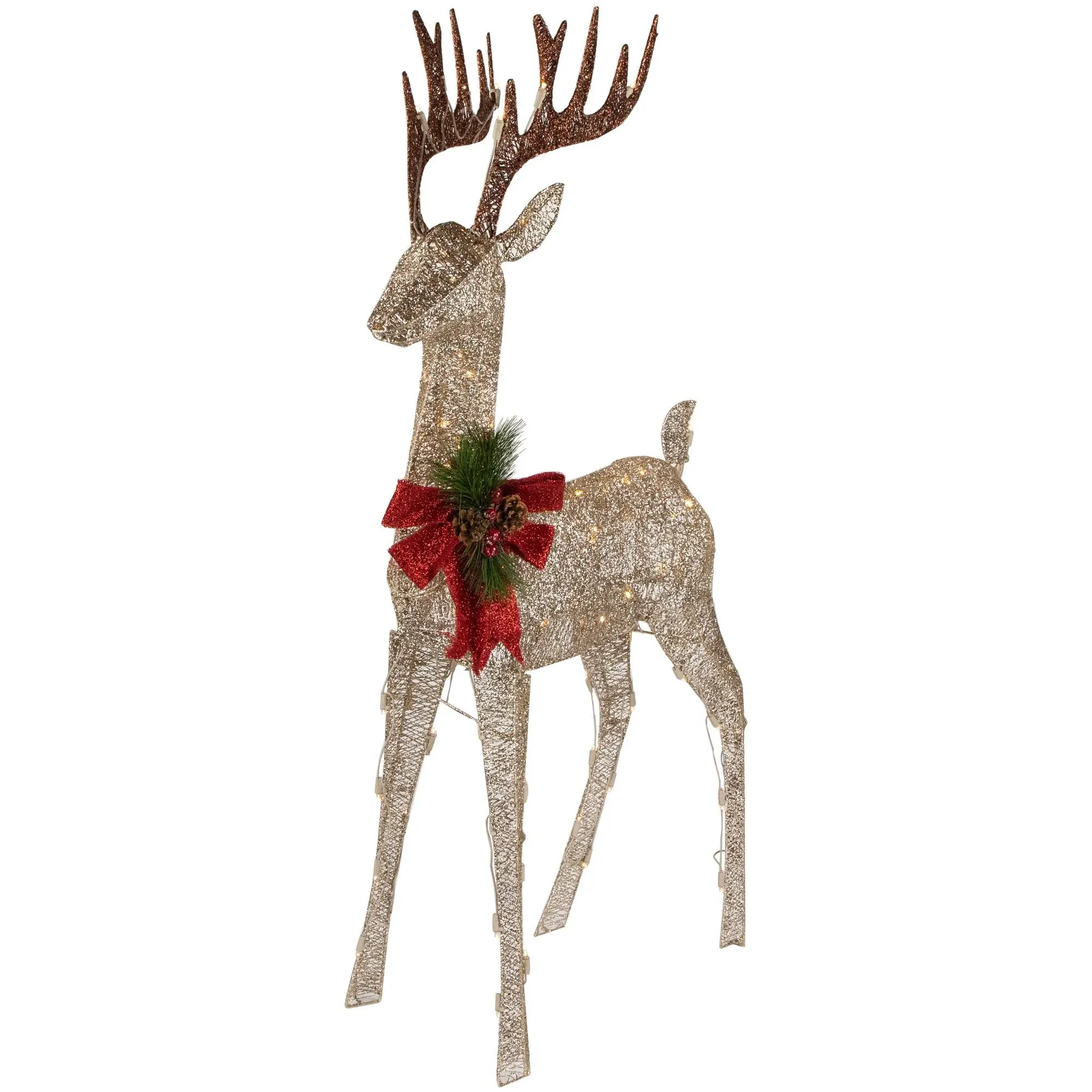 Northlight 48 inch Pre-Lit LED Champagne Deer Outdoor Christmas Decoration, Size ...