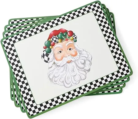 Spode Christmas Tree, Black and White Set of 4 Snowman Santa Large Placemats