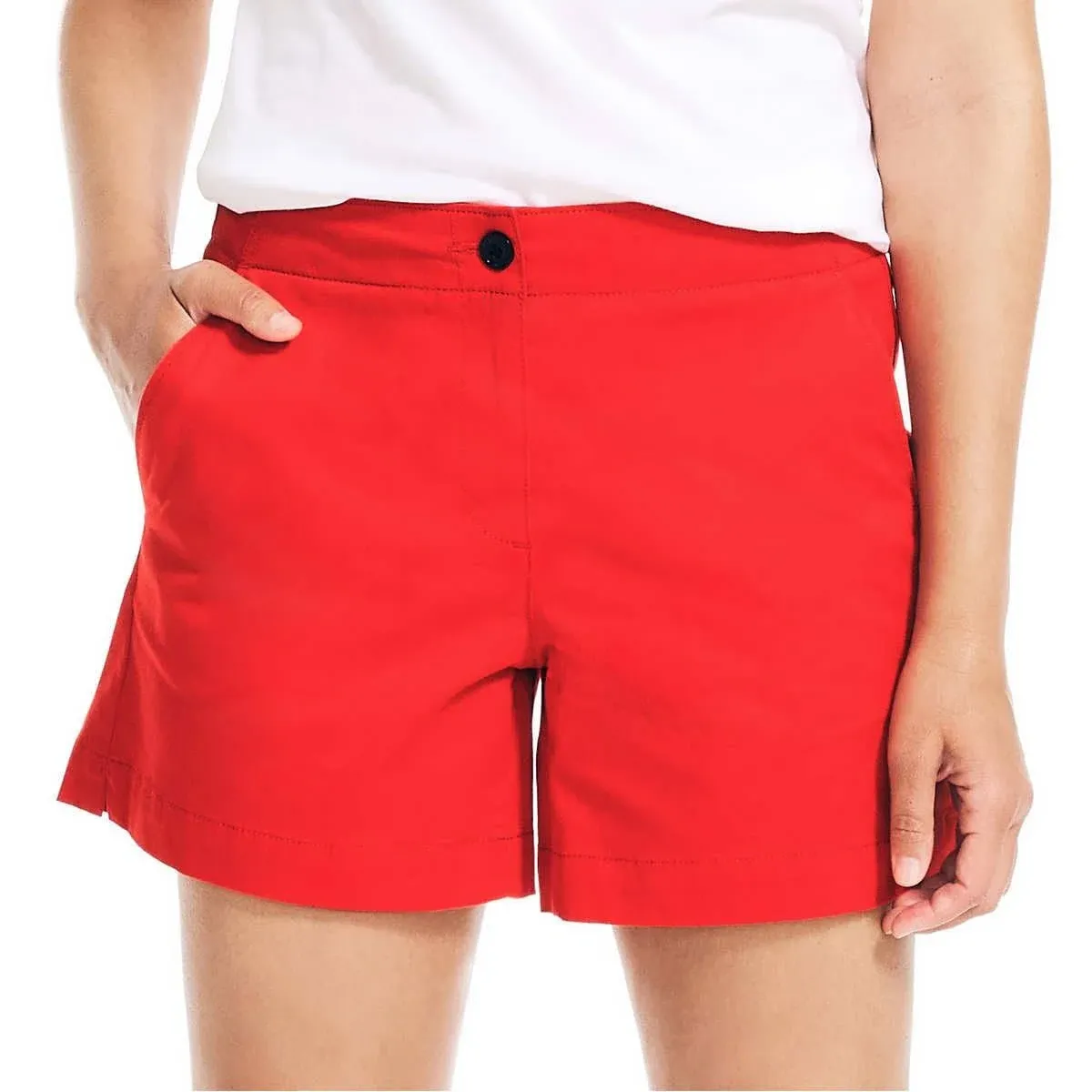 Nautica Womens Mid-Rise Cotton Shorts, Summer 5 Red, Size 8