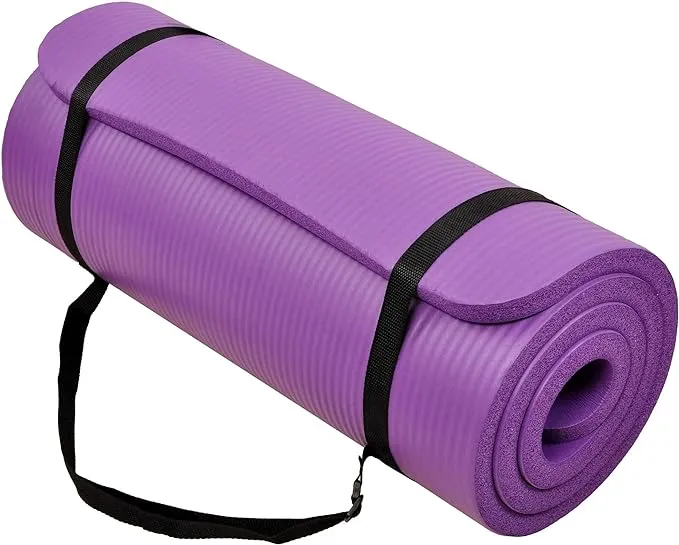 BalanceFrom GoCloud All-Purpose 1-Inch Extra Thick High Density Anti-Tear Exercise Yoga Mat with Carrying Strap, Purple