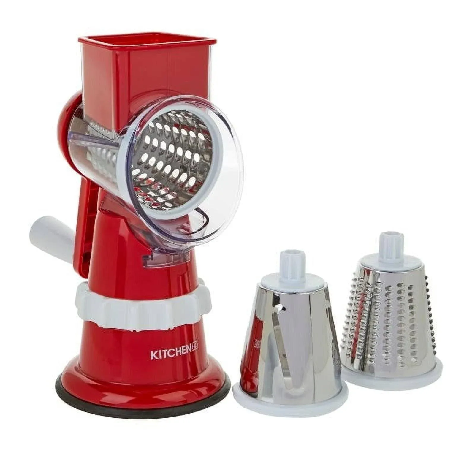 Kitchen HQ Speed Grater and Slicer with Suction Base Red