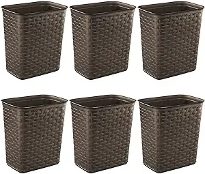 6 pieces Sterilite 3.4 Gallon/13 Liter Weave Wastebasket Espresso - Waste Basket