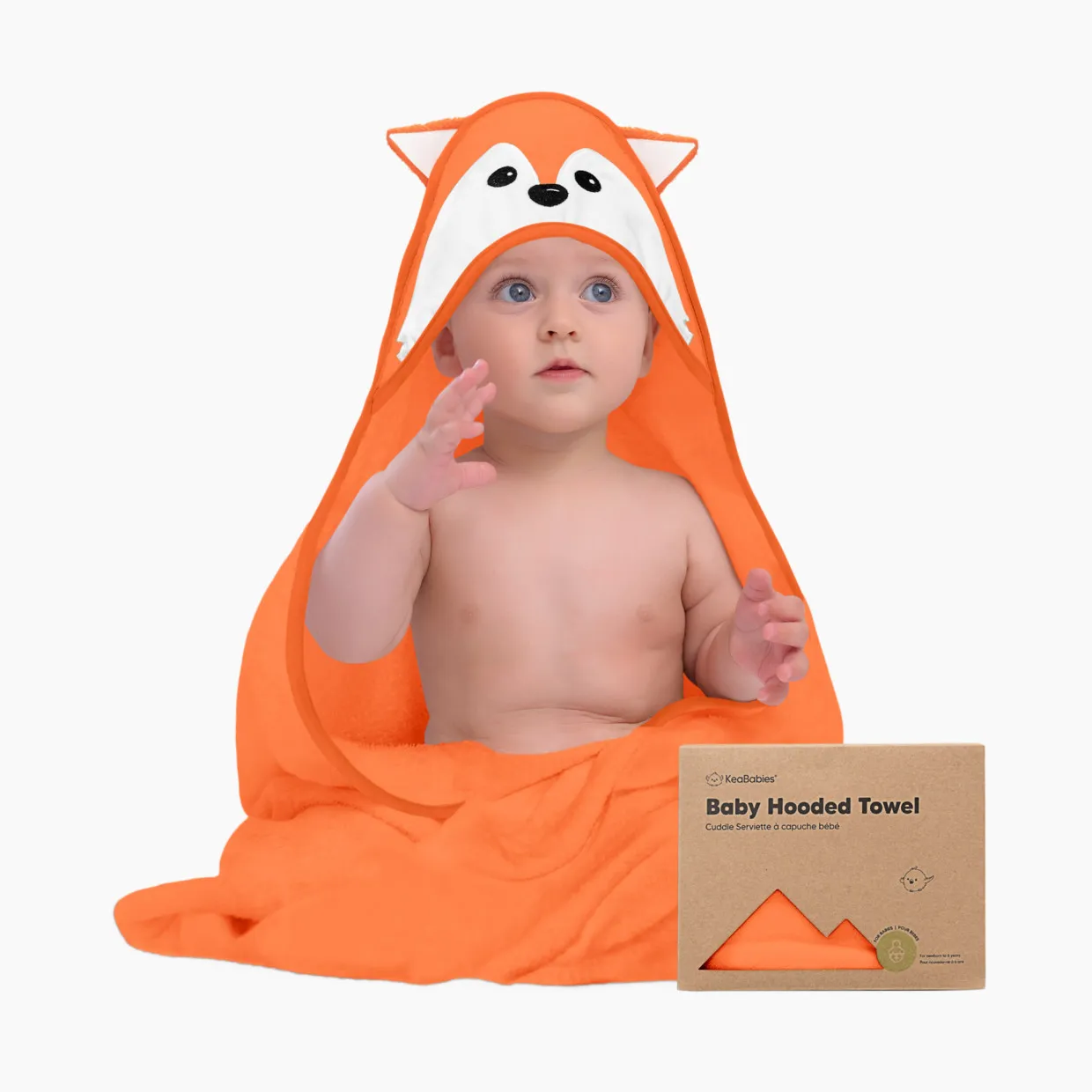 KeaBabies Cuddle Baby Hooded Towel in Fox