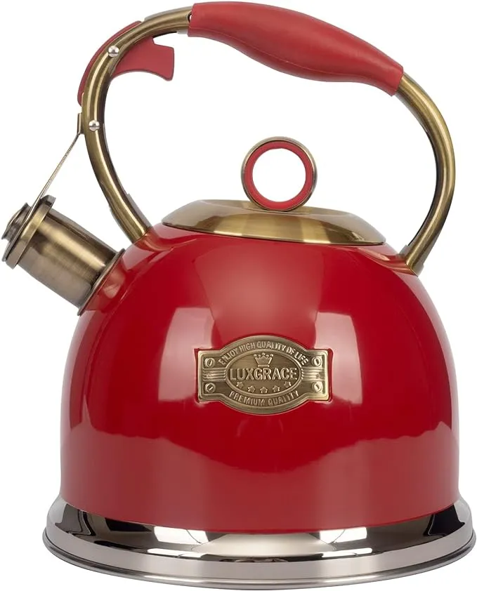 LUXGRACE Tea Kettle -3.0 Quart Tea Kettles Stovetop Whistling Teapot Stainless Steel Tea Pots for Stove Top Whistle Tea Pot