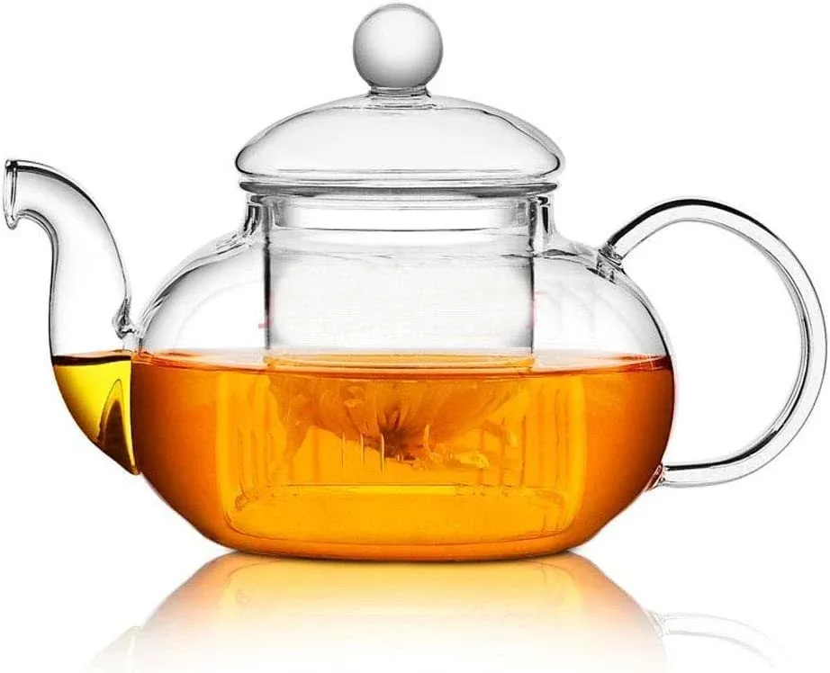 Glass Teapot with Infuser, Clear Tea Pot Stovetop Safe Blooming and Loose Leaf Tea Maker 400ML (400ml)