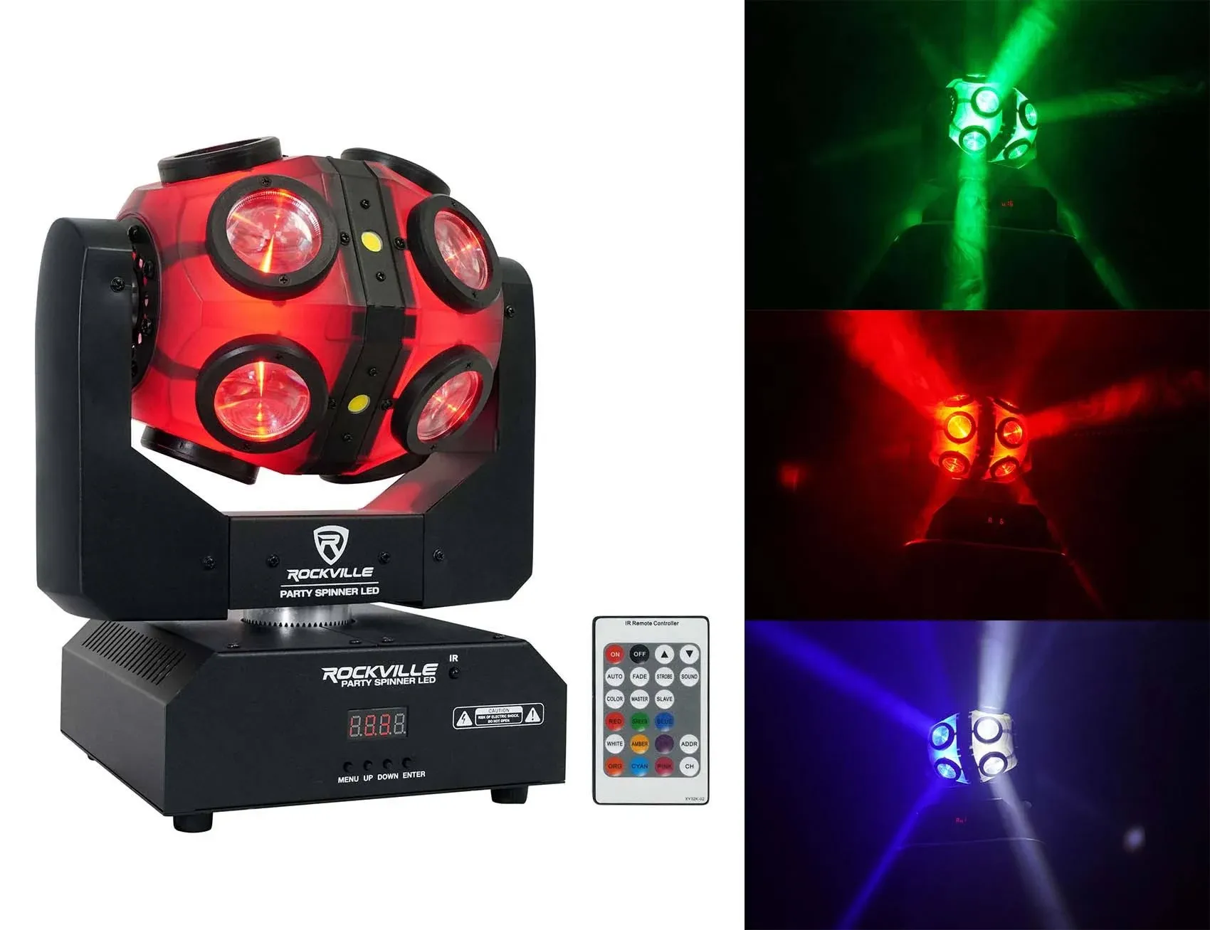 Rockville Party Spinner LED Moving Head RGBW DJ Light with DMX Controls+18 LED&#039;s