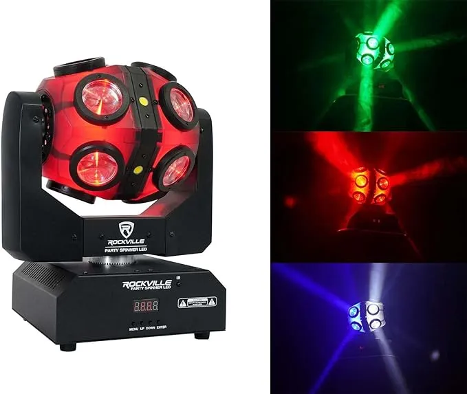 Rockville Party Spinner LED Moving Head RGBW DJ Light with DMX Controls+18 LED's