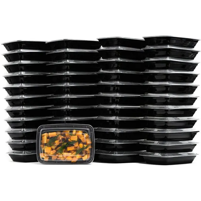 [25 PACK] Reusable 38 oz Food Storage Containers with Lids by EcoQuality Rectangular BPA Free Freezer Microwave & Dishwasher Safe Airtight & Watertight Stackable Lunch Meal Prep To-Go Bento Box