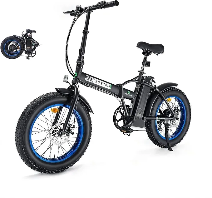 Ecotric Fat Tire Electric Bike Portable &Folding 36V -Matt Black &Blue UL Certified