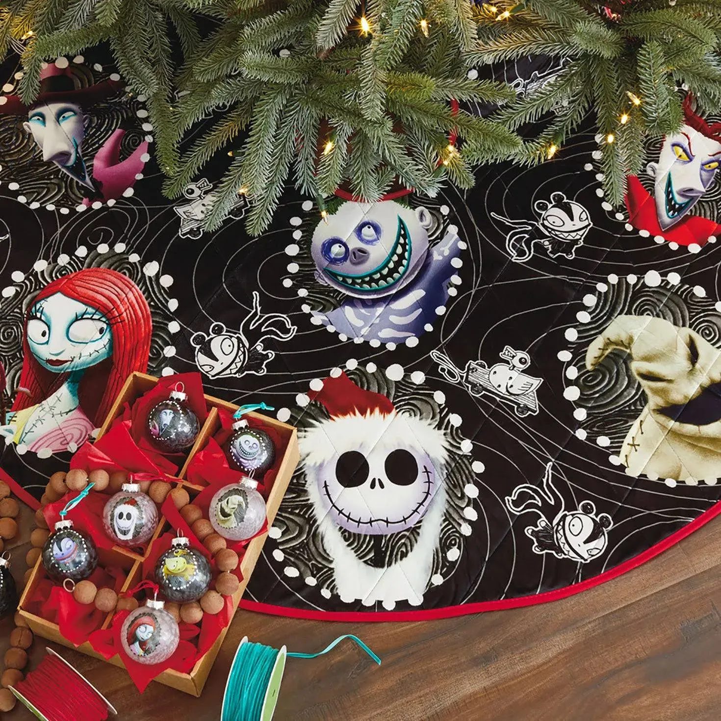 Hallmark 2023 Disney Tim Burton's The Nightmare Before Christmas Halloween Town Christmas Tree Skirt