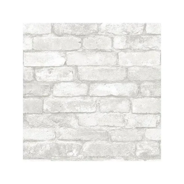 RoomMates Stuccoed White Brick Peel and Stick Wallpaper, White