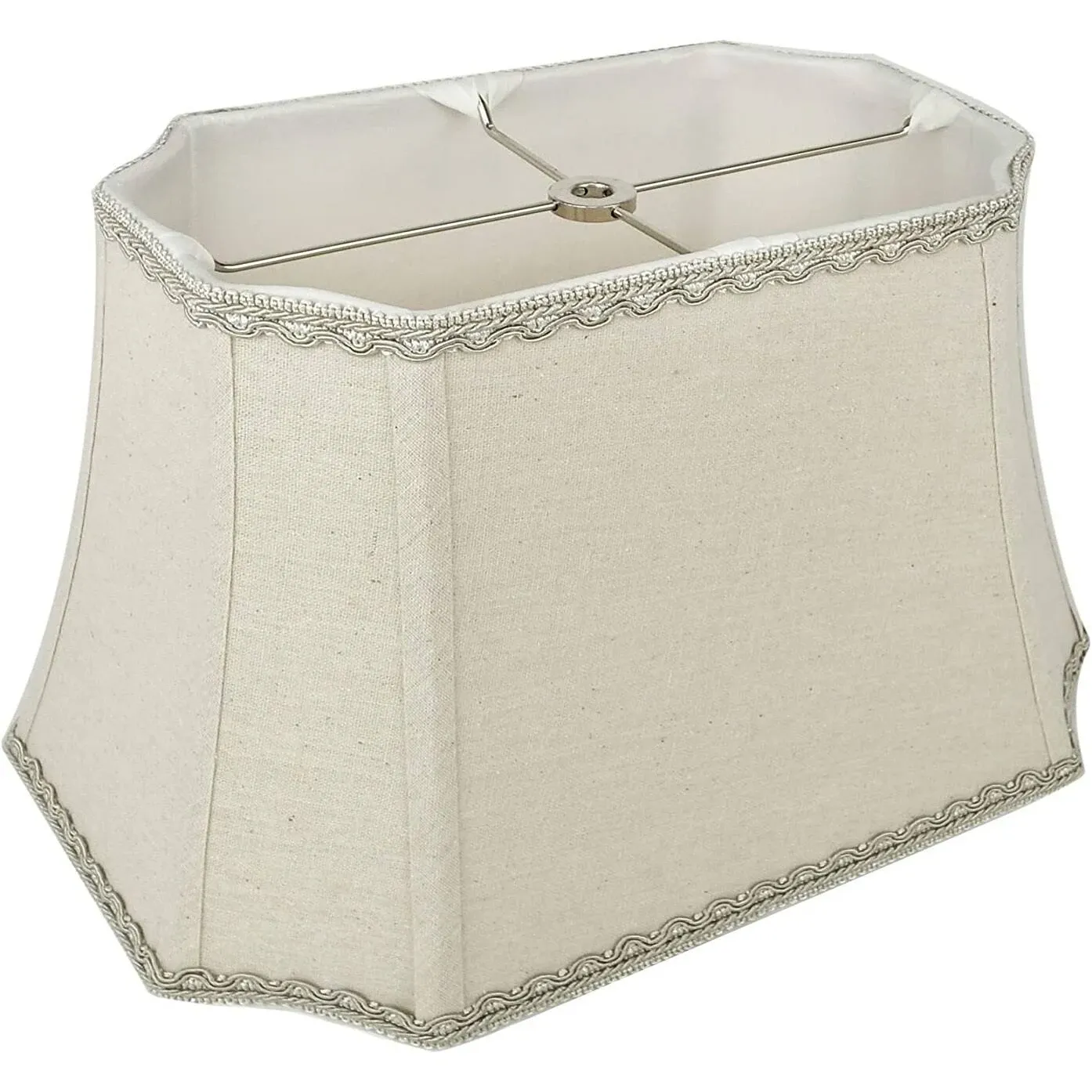 Bell Rectangle Cut Corner Linen Lampshade with Lace Trim