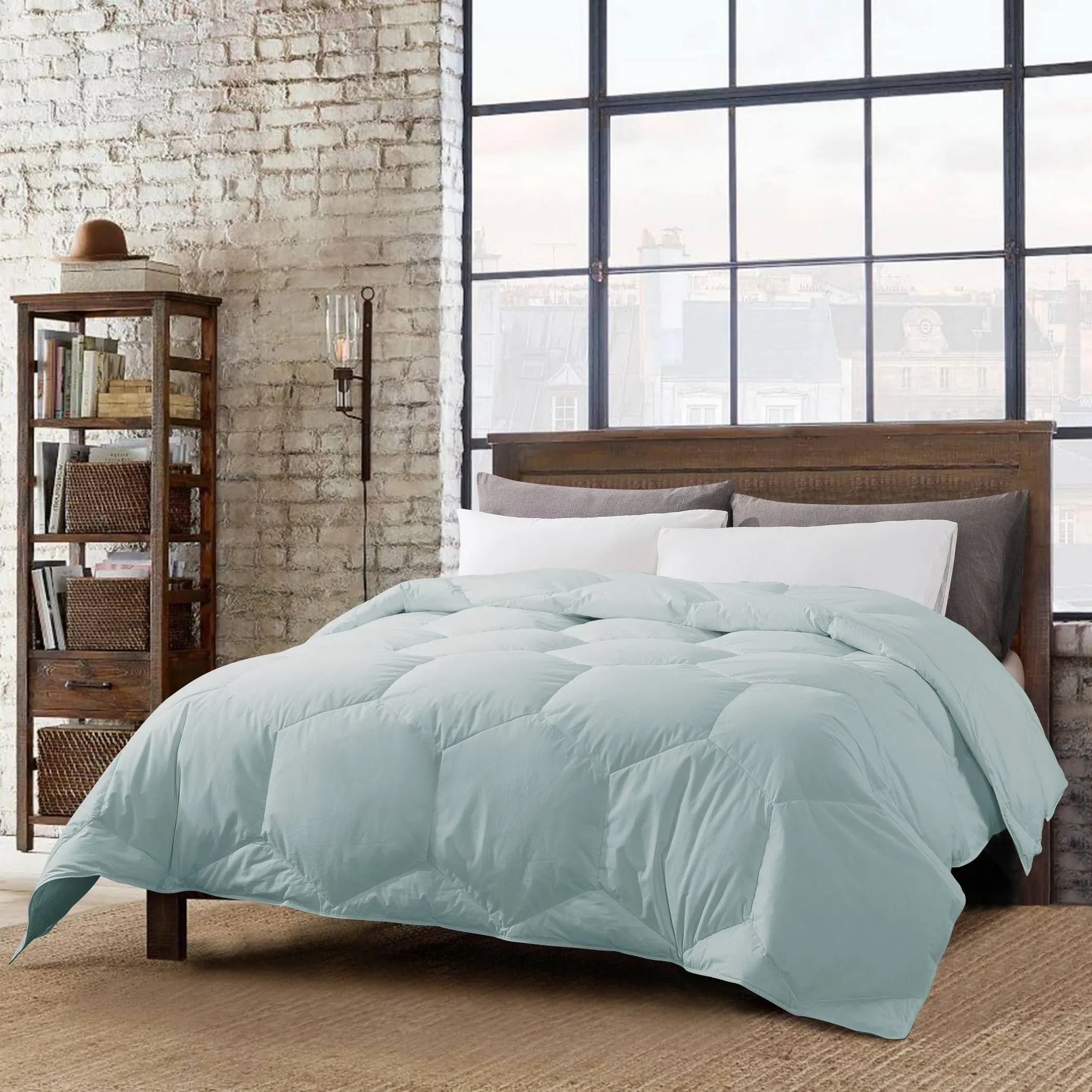 St. James Home Honeycomb Stitch Down Alternative Comforter Dusty Aqua King, Blue