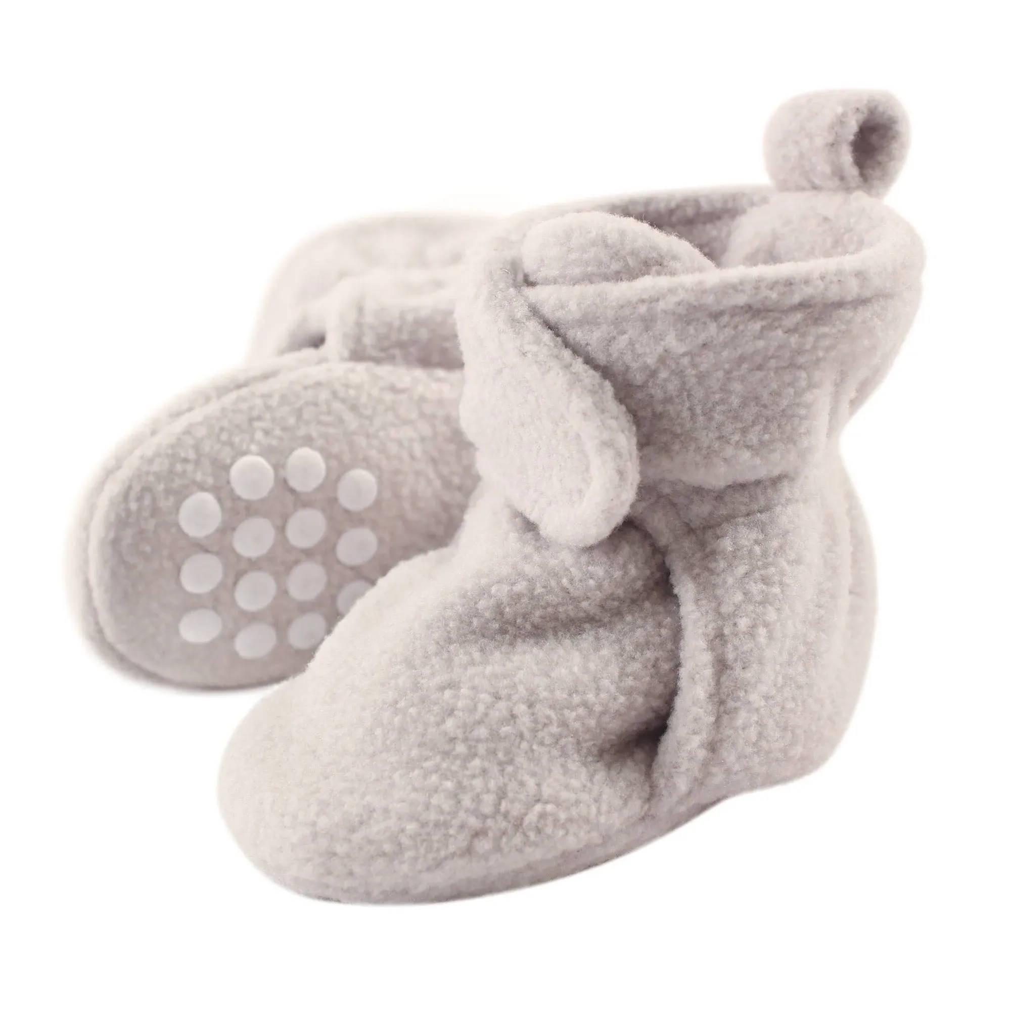 Luvable Friends Baby Fleece Booties, Light Gray