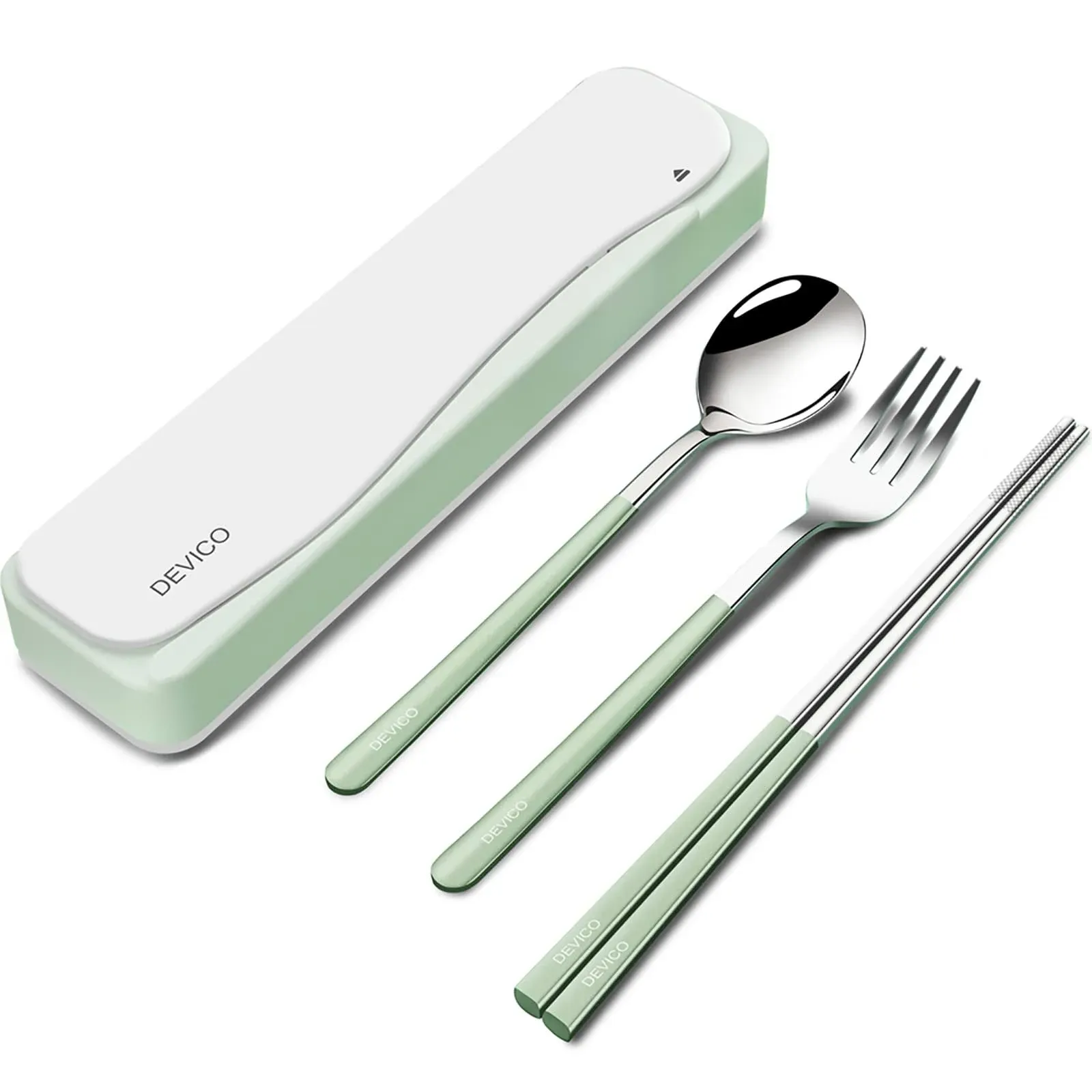 DEVICO Travel Utensils, 18/8 Stainless Steel 4pcs Cutlery Set Portable Camp ...