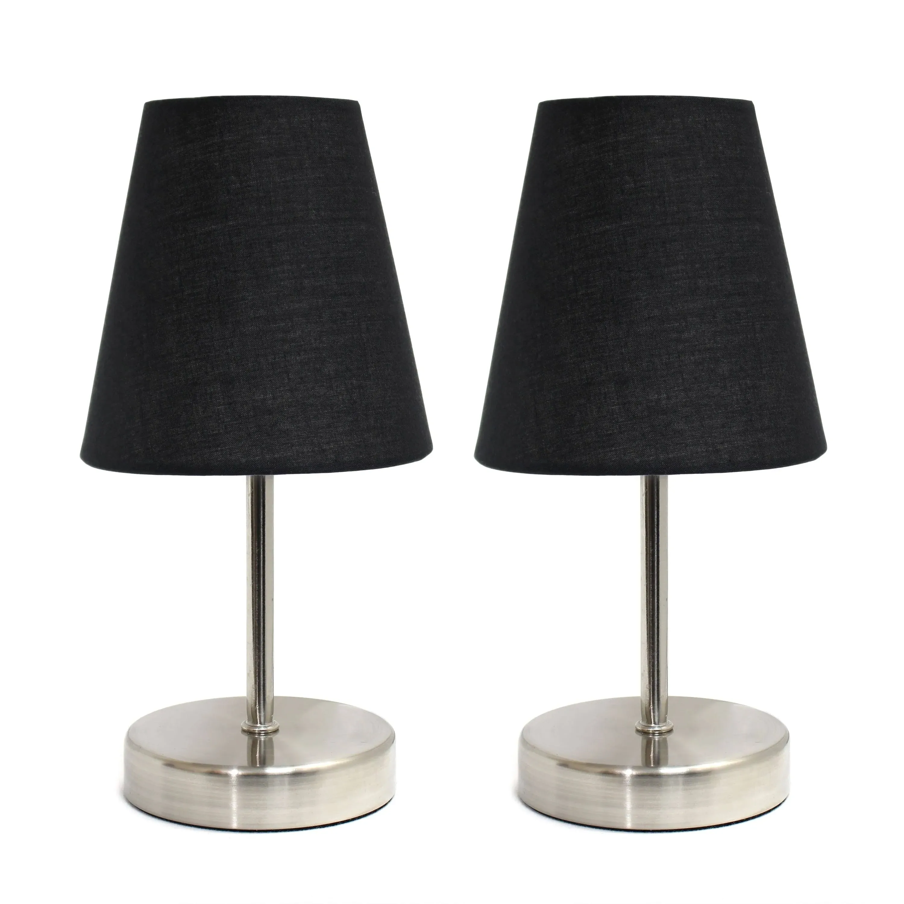 Simple Designs Mini Basic Sand Nickel Table Lamp with Fabric Shade