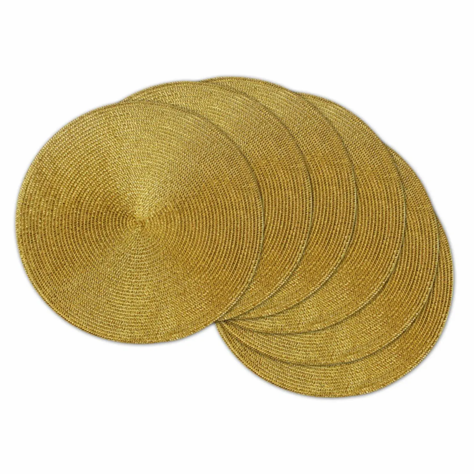 Design Import Metallic Round Woven Polypropylene Placemat, Set of 6