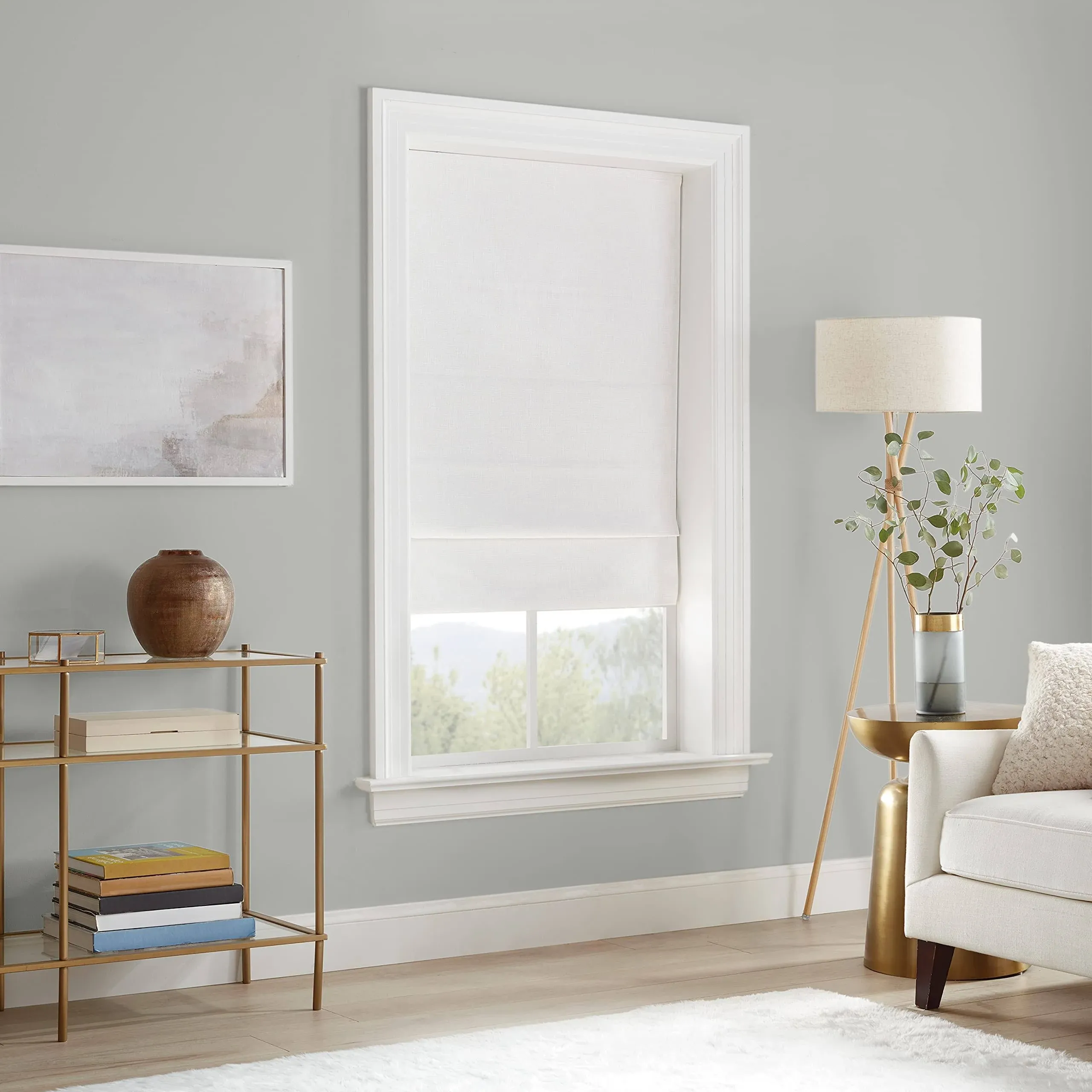 Eclipse - Drew White Roman Blackout Shade, (31" x 64")