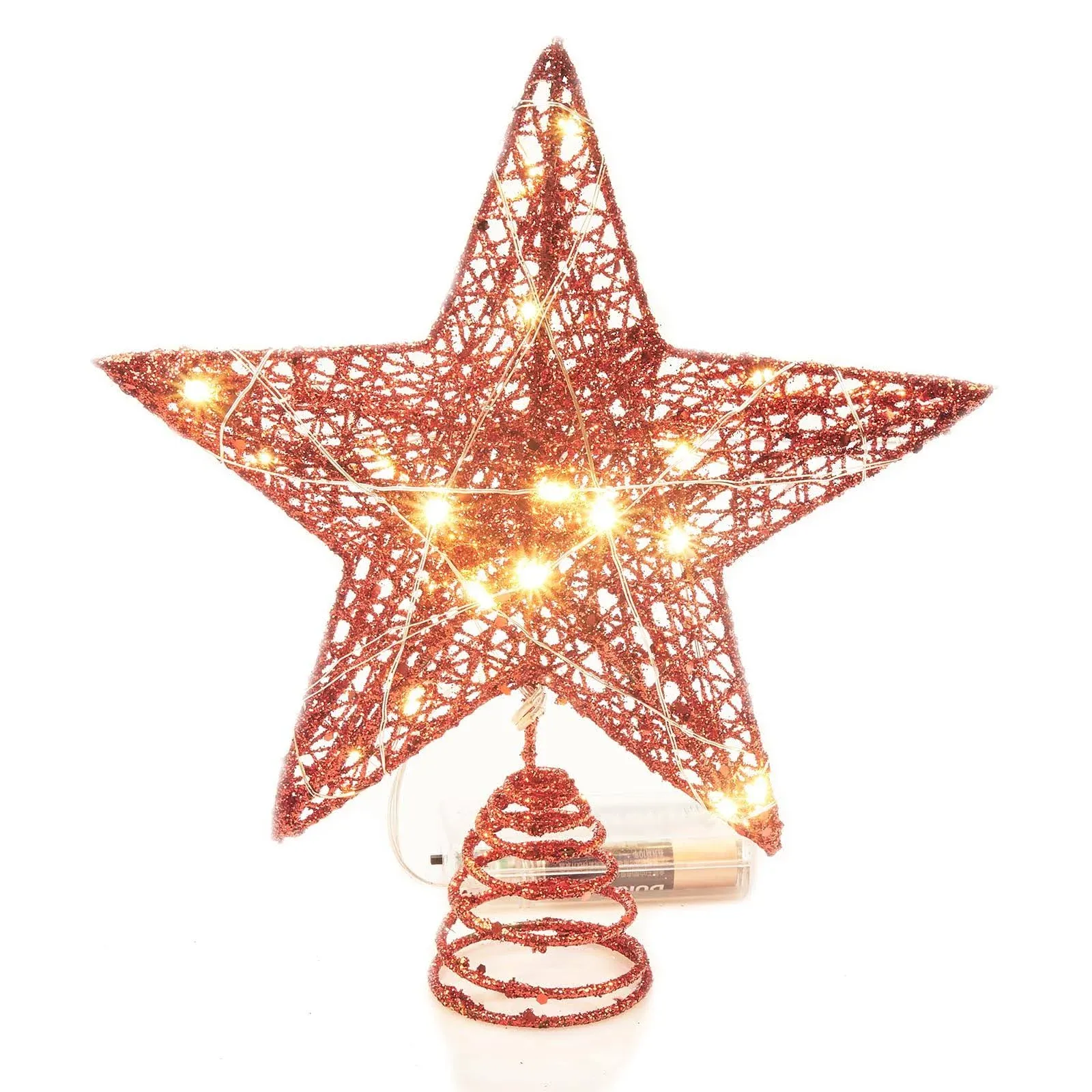 Emopeak 20 LED Christmas Tree Topper, 8 inch Indoor Iron Art Star Treetop Light ...