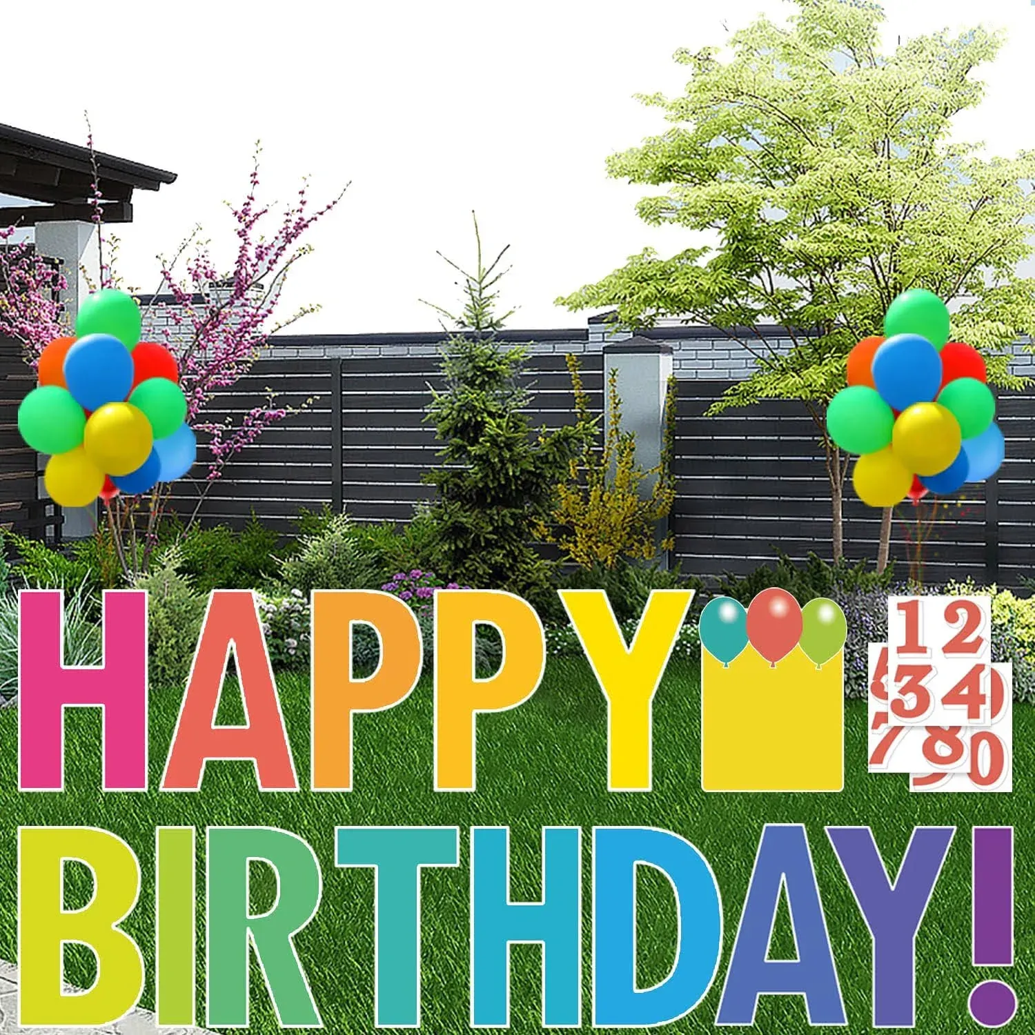 ComboJoy Happy Birthday Yard Sign with Stakes, Personalized Age Signs with 20 ...