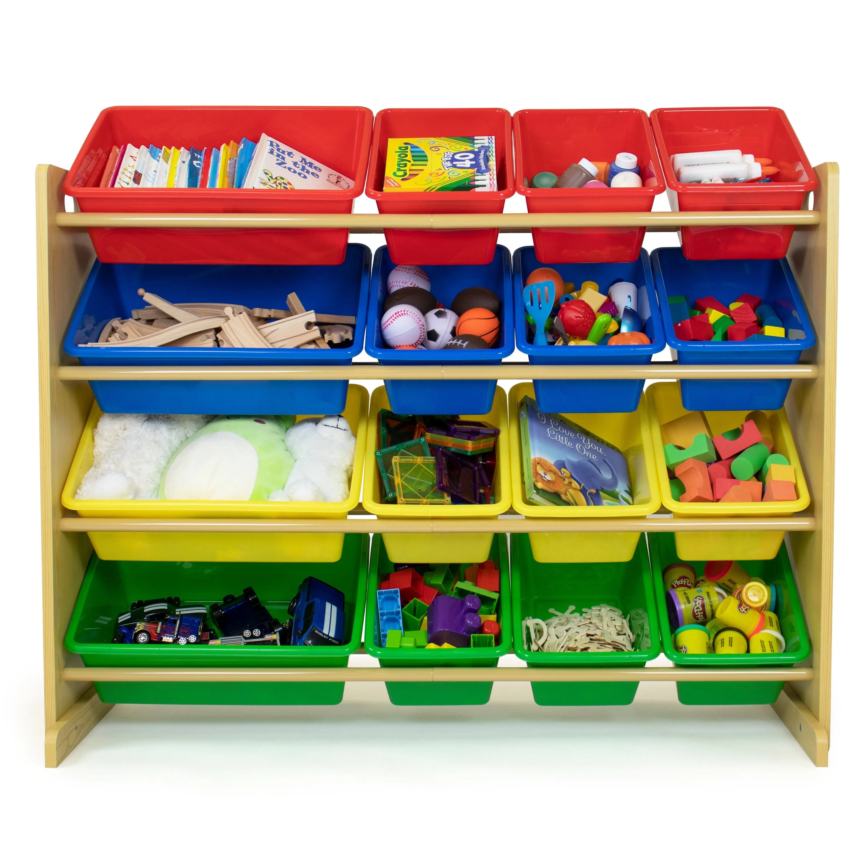 Humble Crew Super Sized Toy Storage Organizer with 16 Storage Bins, Primary/Natural