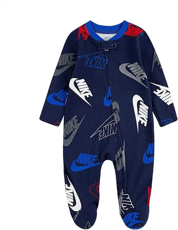 Nike Kids Baby Girl's Sportswear All Over Print Smiley Long Sleeve Footed Coverall (Infant)