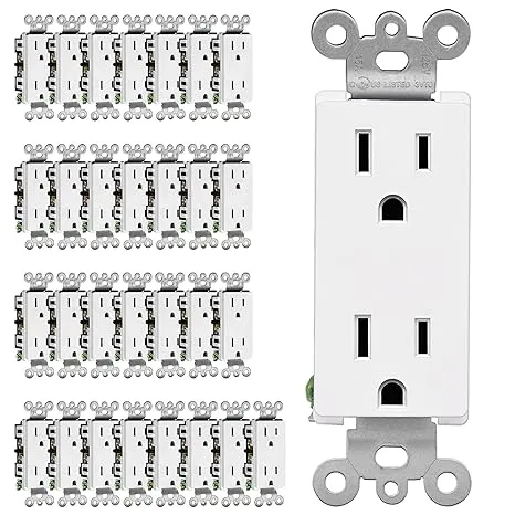 (30 Pack) CML Decorator Wall Receptacle, 15A/125V Standard Electrical White 