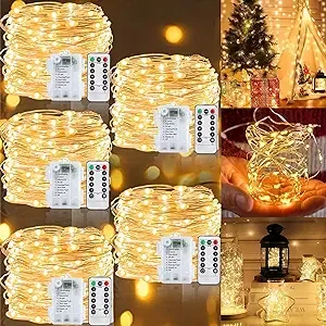 String Lights Battery Operated Outdoor Christmas Lights Remote Timer 20FT 50LED