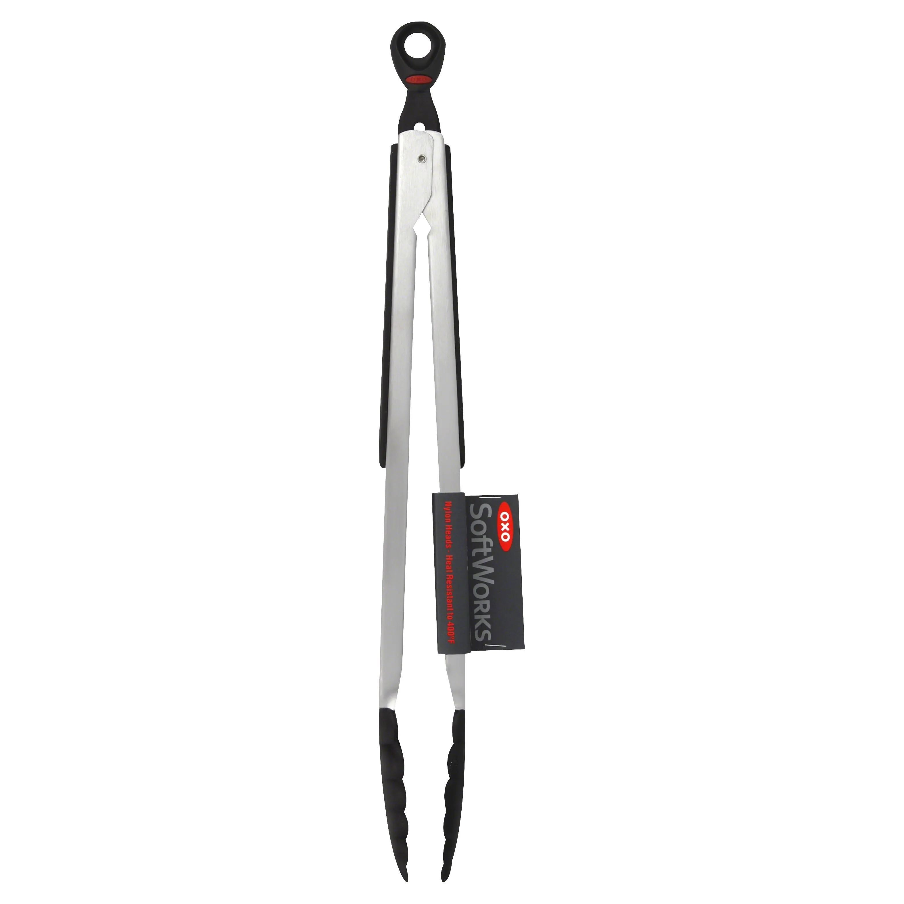 OXO SoftWorks Locking Tongs with Nylon Head, Silver, 12"