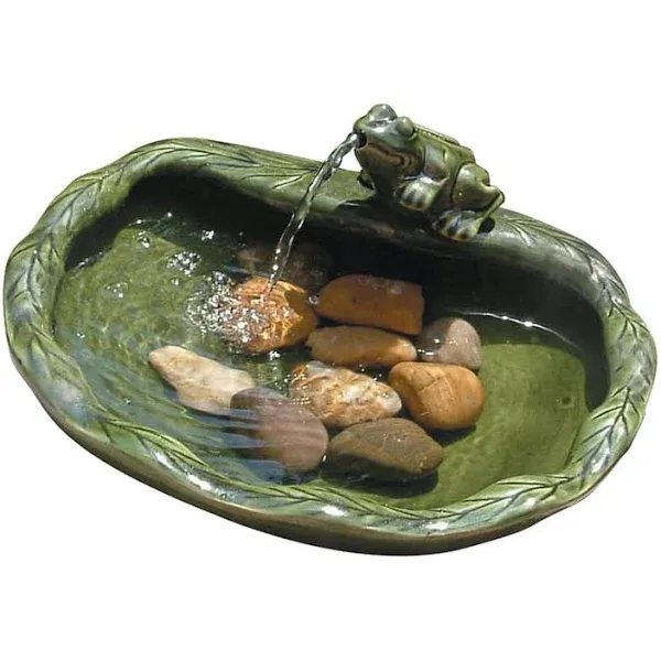 Smart Solar Ceramic Frog Solar Fountain - Green