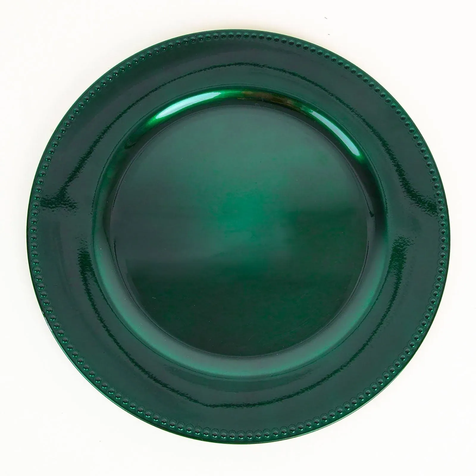 6 Pcs 13" Round Beaded Charger Plates Hunter Green