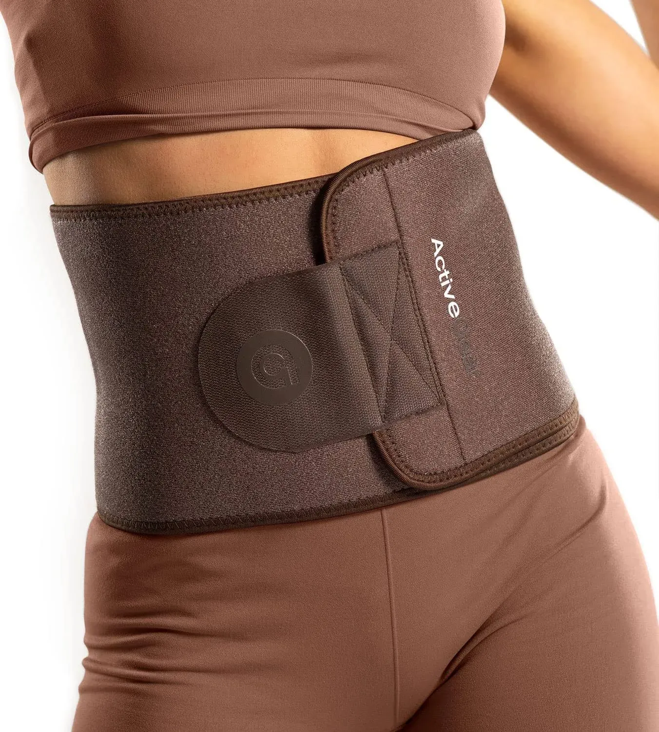 ActiveGear Waist Trainer for Women & Men Sweat Band Waist Trimmer Belt for A Toned Look - Reinforced Trim and Double Velcro Cocoa Large