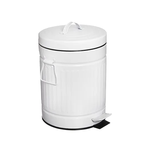 Bino Stainless Steel 1.3 Gallon / 5 Litre Round Step Trash Can, Matte White