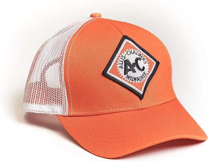 Allis Chalmers Tractor Hat, Vintage Logo, Orange with White mesh Back