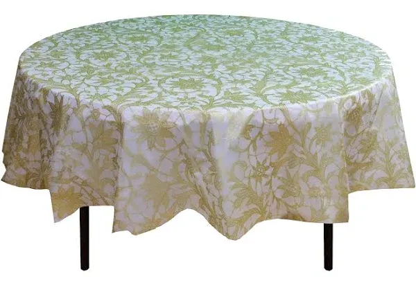 Exquisite 12 Pack Premium Round Plastic Tablecloth - Lace Design Printed ...