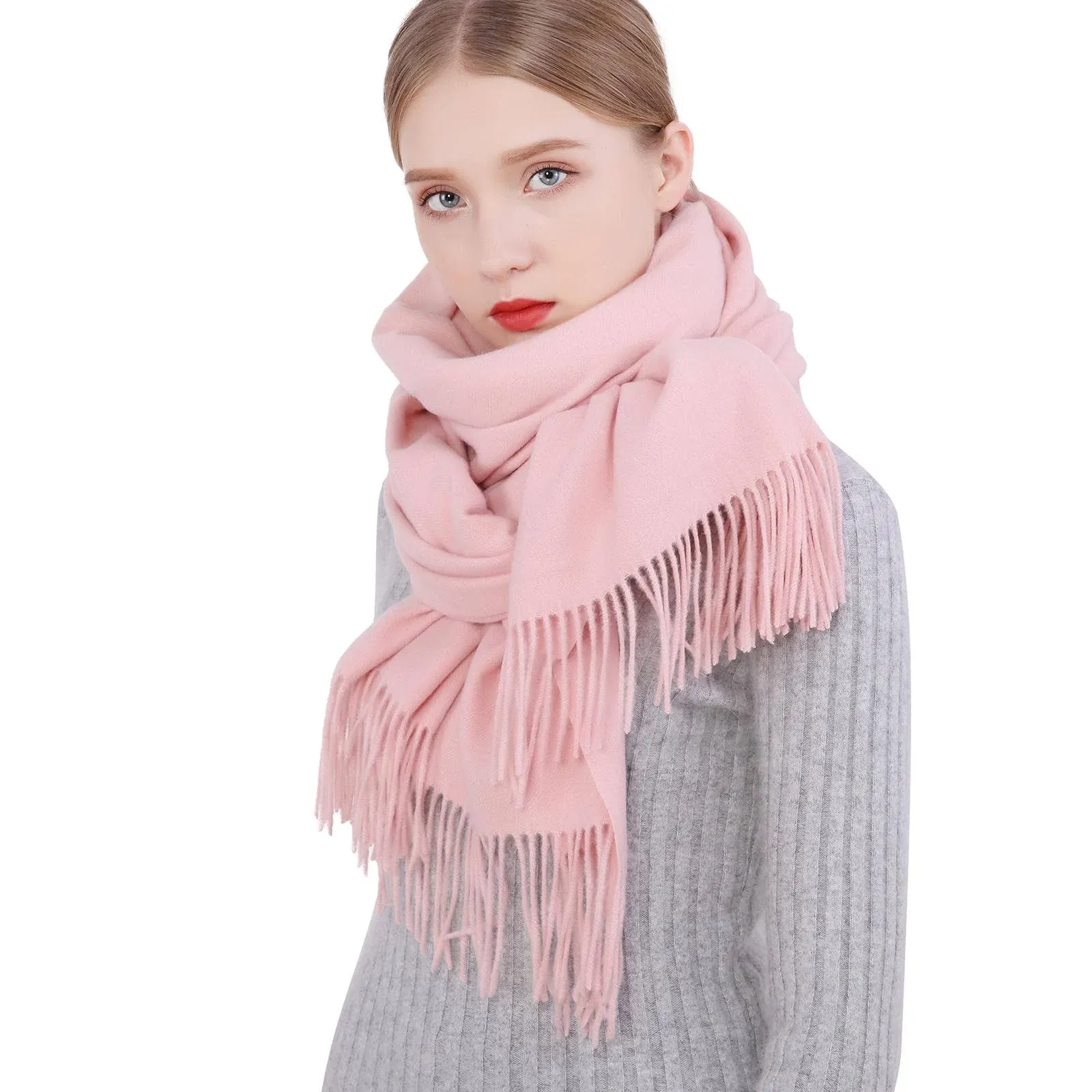 RIIQIICHY Winter Scarf for Women Pink Pashmina Shawls Wraps for Evening Dresses Large Warm Soft Scarves