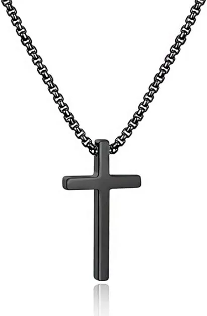 M MOOHAM Stainless Steel Cross Pendant Necklaces for Men Pendant Chain