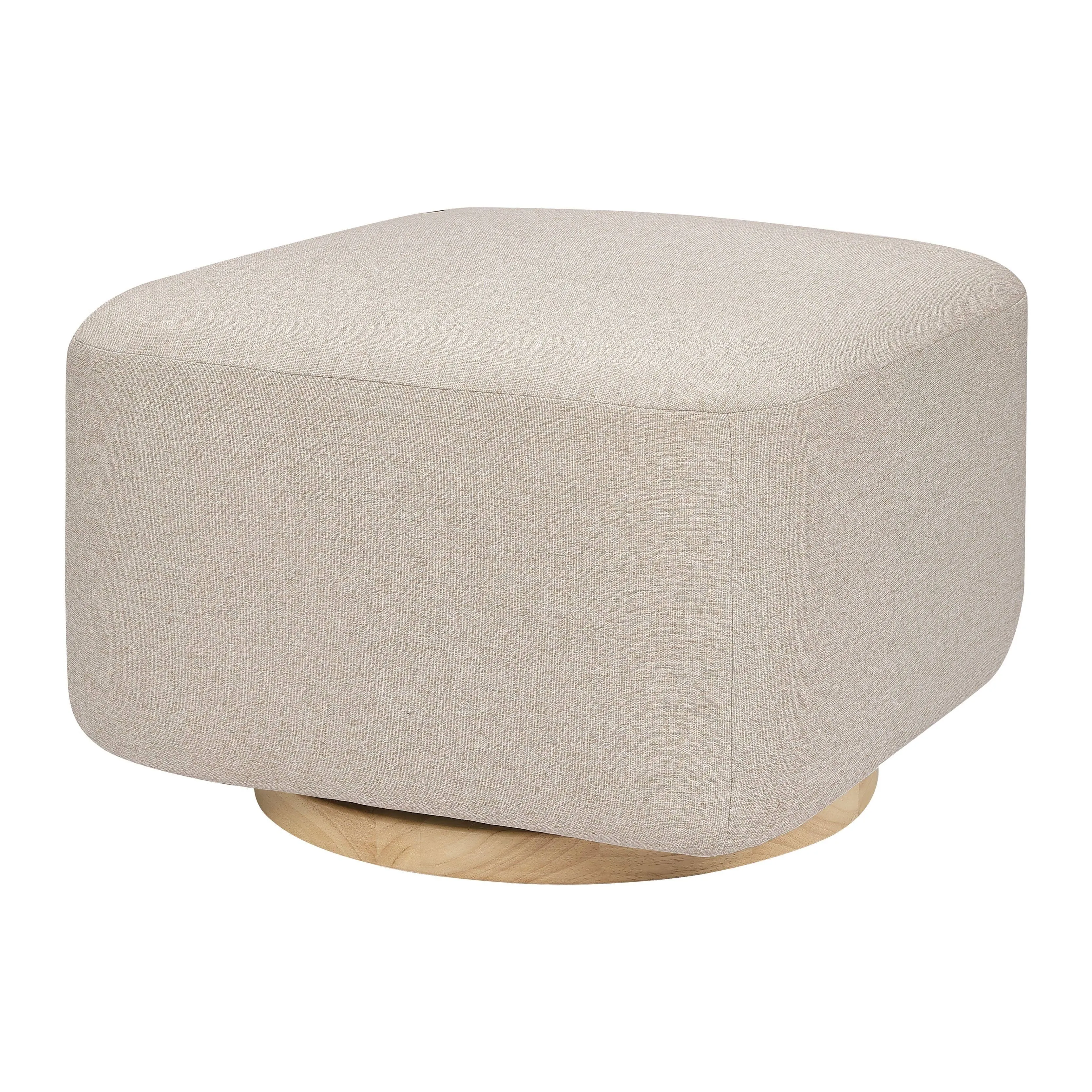 Babyletto Kiwi Gliding Ottoman - Performance Grey Eco-Weave with Light Wood Base