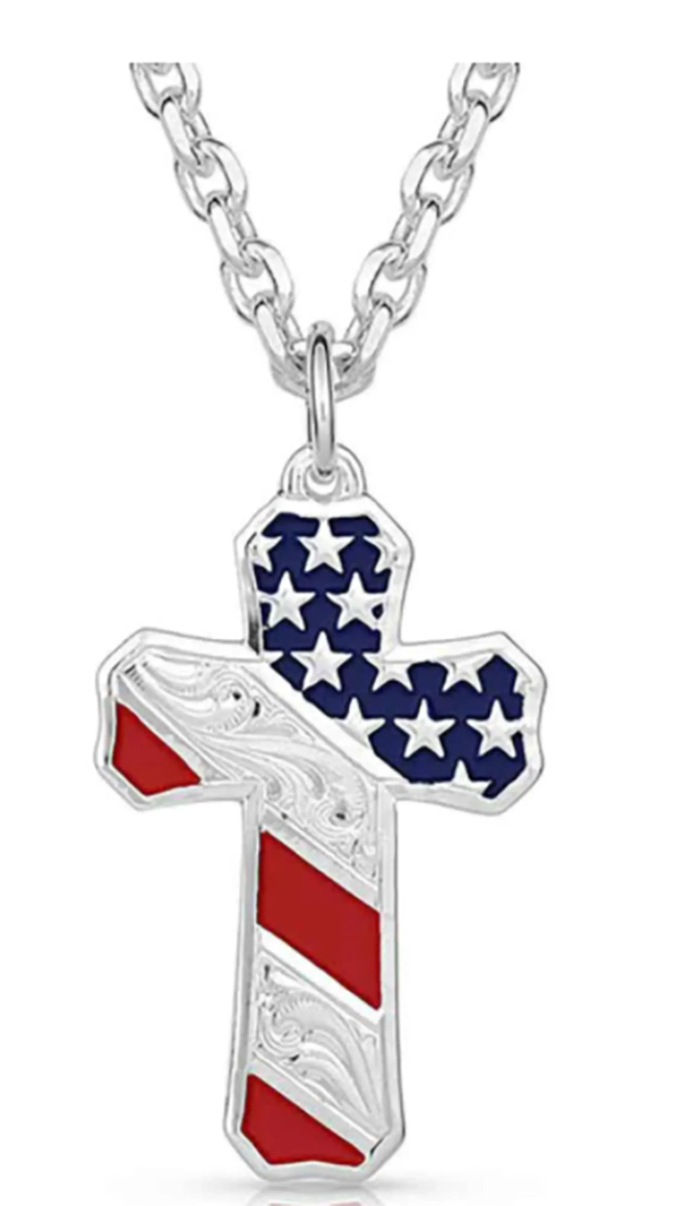 Montana Silversmiths Born in The USA Patriotic Cross Necklace