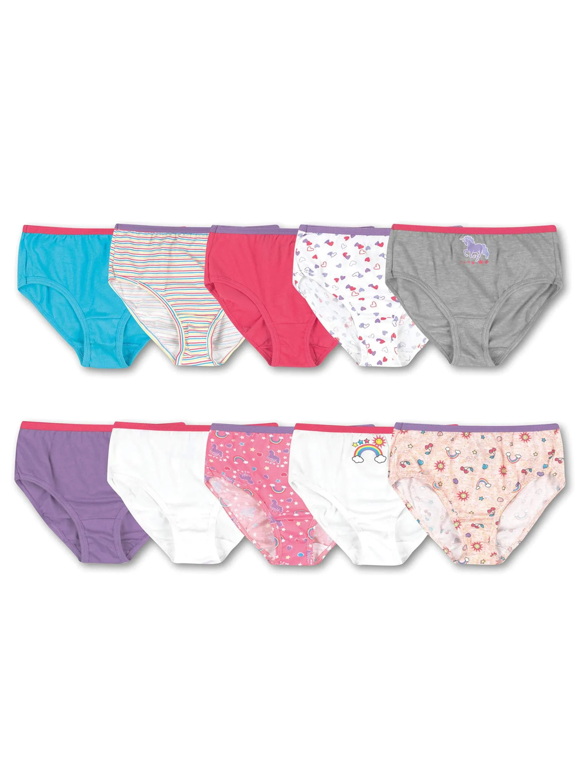 Hanes Girls Soft Tagless Briefs - Size 12, 10 Pack